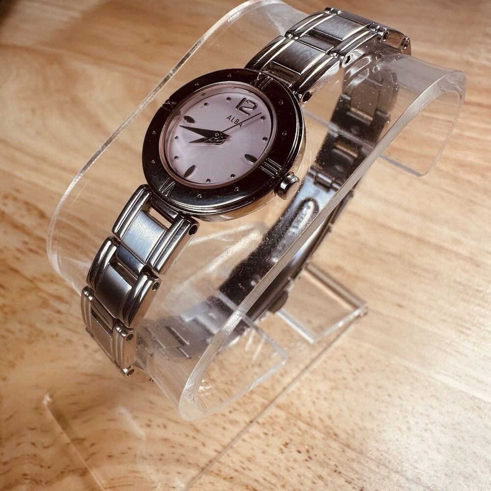 Seiko Alba Watch Women 21mm Pink Dial Silver Tone Round New Battery